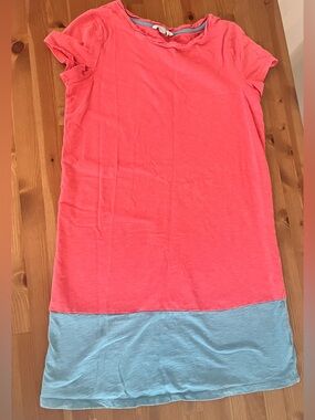 Boden Coral Pink and Light Blue Colorblock Short Sleeve Tee Dress size 6